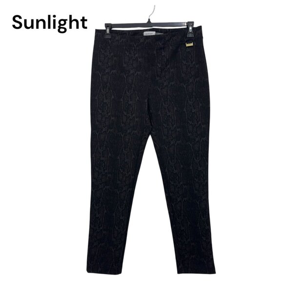 Calvin Klein Womens Black Snakeskin Print Pull-On Stretch Pants SZ L Slim Fit - Picture 1 of 11